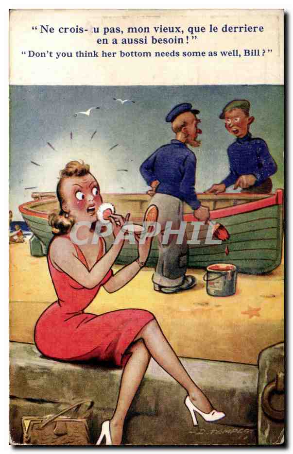 Humour - Illustration - Don't you think her bottom needs some as well - CPA 