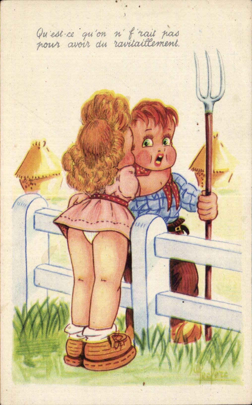 Enfant - Bebe - Illustration - darling farmer children - CPA 
