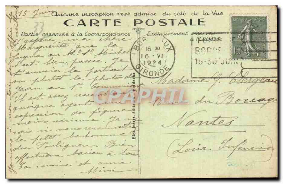 CPA Bordeaux Le cours Victor Hugo et la porte Bourguigogne — Rückseite