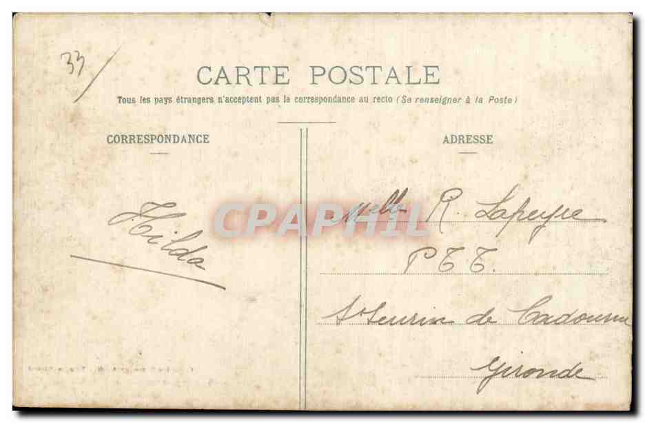 CPA Bordeaux Exposition maritime Le grand palais — Verso