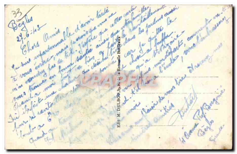 Bordeaux — La Bourse et les Quais — Delboz, n°138 — Verso