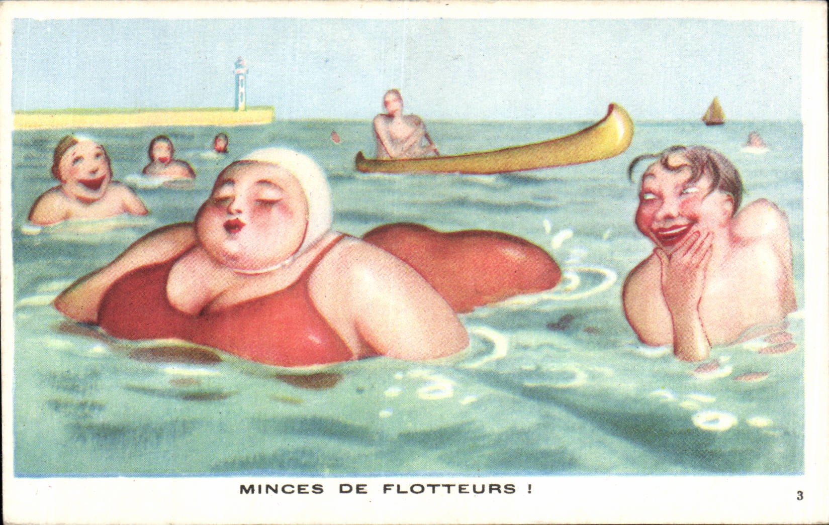 CPA Fantaisie Humour Femme forte Minces de flotteurs