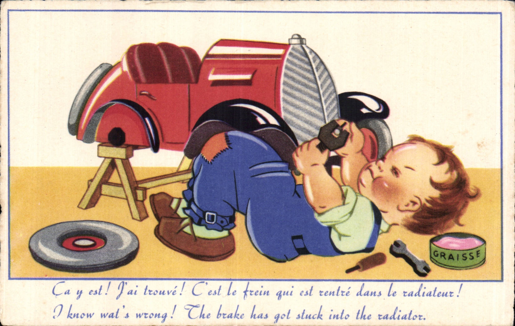 CPA Fantaisie Enfant Automobile