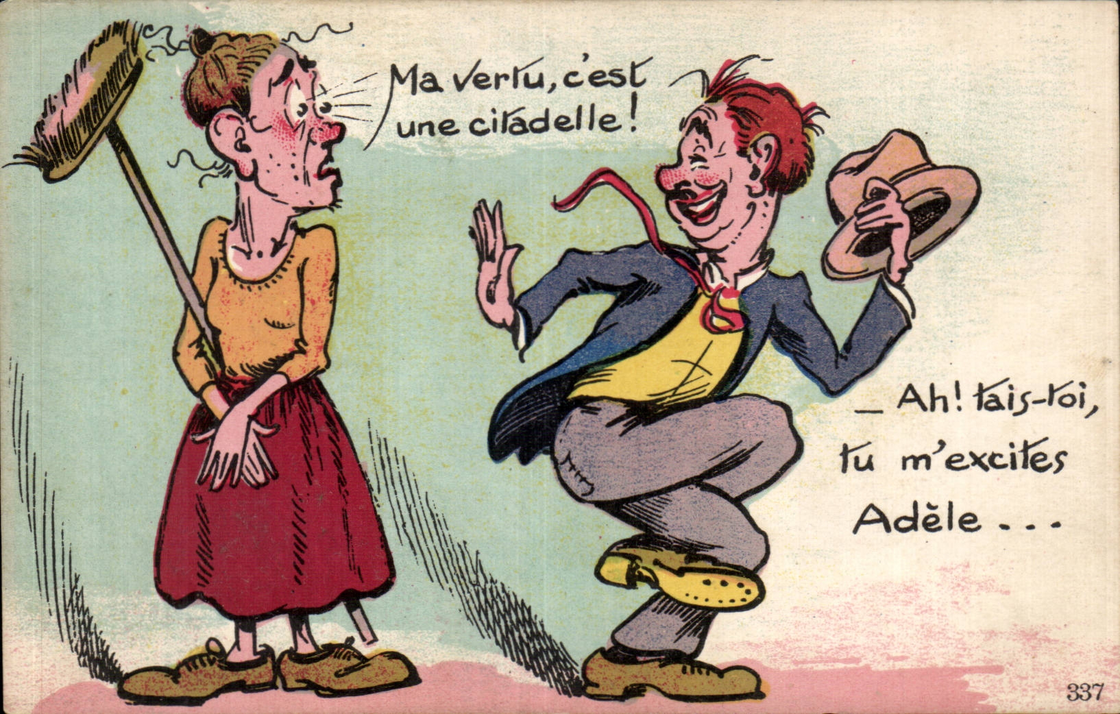 Scène humoristique avec couple — éditeur J. Nozais, Nantes, n° 337