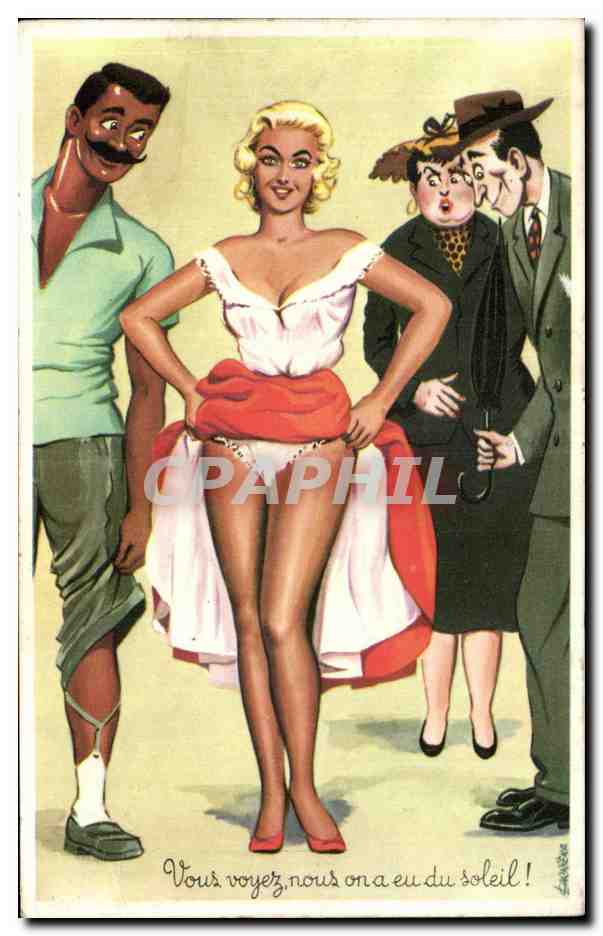 CPA Fantaisie Vous voyez nous on a eu du soleil Pin up