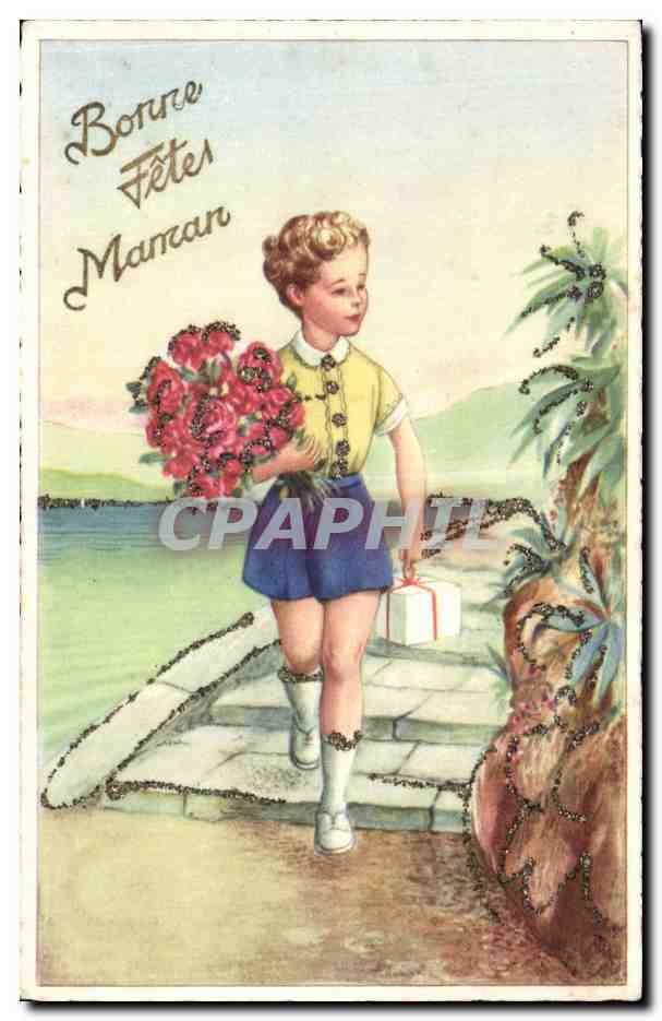 CPA Fantaisie Enfant Bonne fete maman