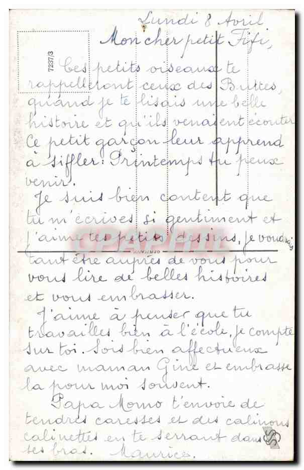 CPA Fantaisie Enfant a la flute — Rückseite