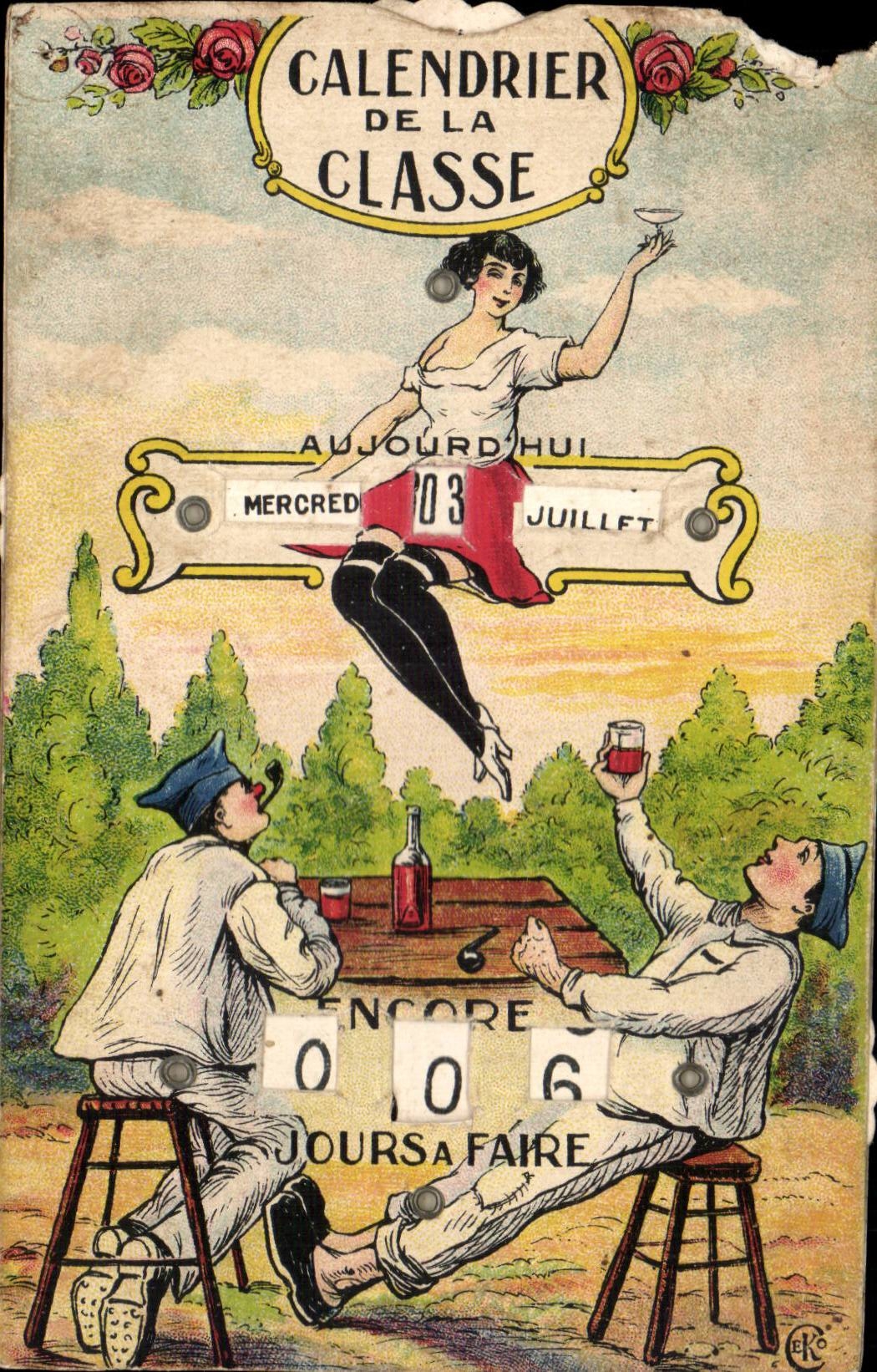 CPA CARTE A SYSTEME Militaria Calendrier de la classe 