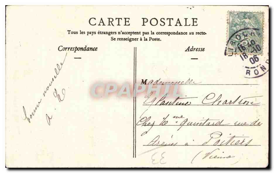 Bordeaux - Statue de Tourny - CPA  — Verso