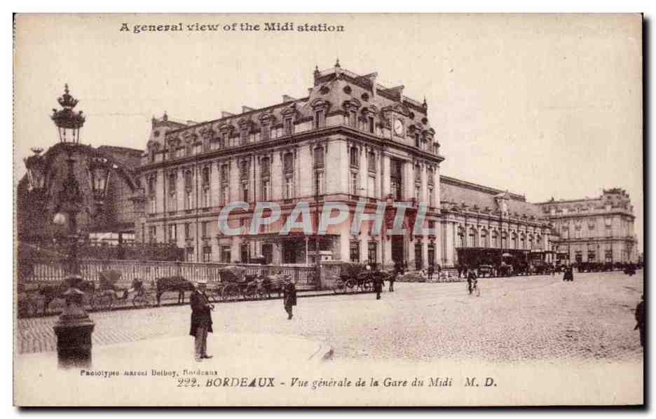 Bordeaux - Vue Generale de la Gare du Midi - CPA 