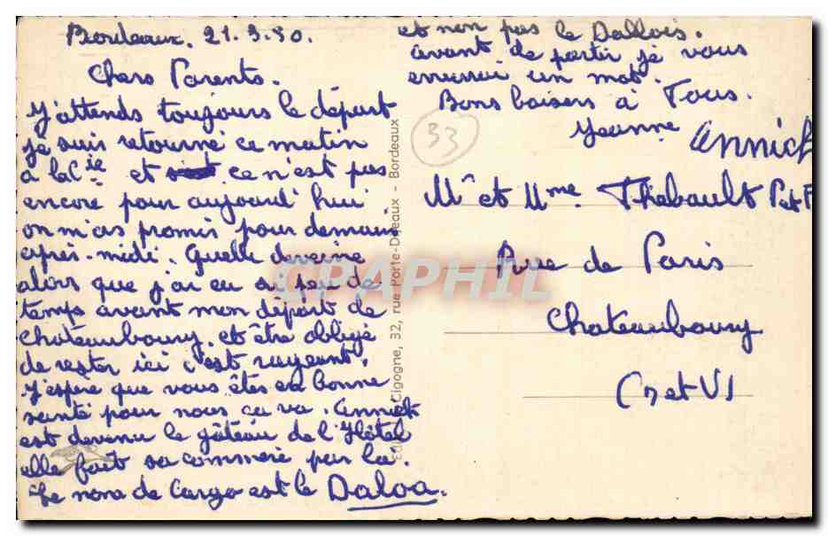 Bordeaux - Le Grand Theatre et la Place de la Comedie - CPA  — Verso