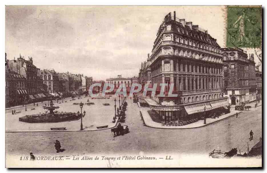 Bordeaux - Place et Allees de Tourny et l'Hotel Gobineau - CPA 