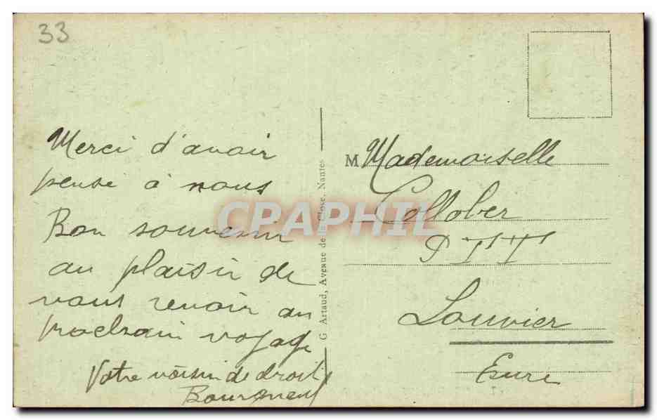 Bordeaux - Cours de l'Intendance vu de la Place Gambetta — G. Artaud, Nantes, n° 167 — Verso