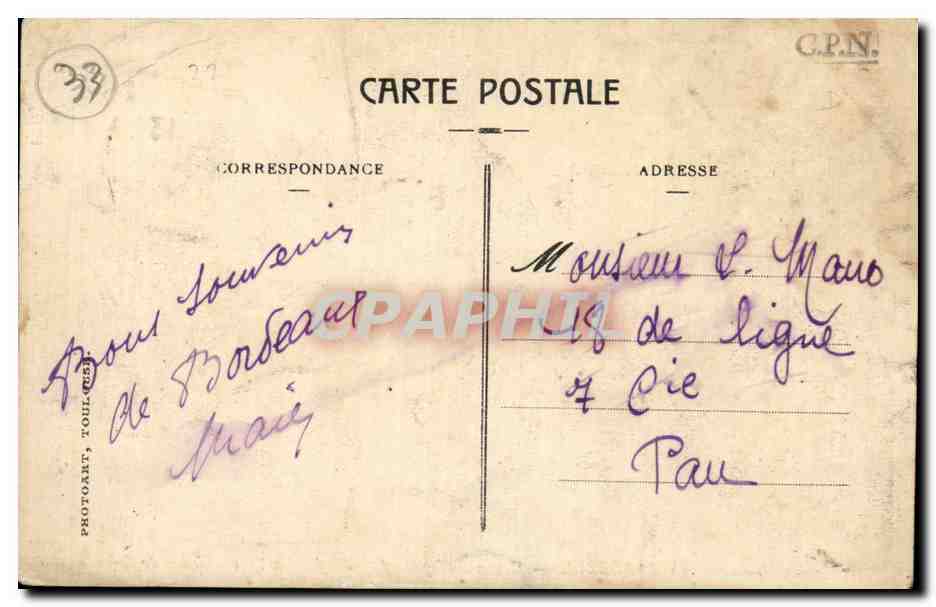 Bordeaux — Kasernen Pelleport (57. Infanterie), ehemals von Guyenne — NG — Rückseite
