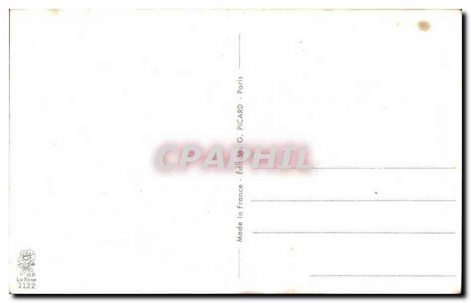 Couple de chasseurs en forêt — A. Balanche — Édition G. Picard, La Rose 1122 — Reverso