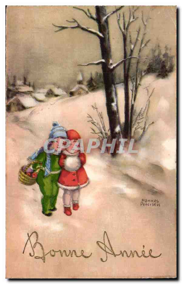 Fetes - Bonne Annee - Enfants - hiver - neige - CPA 
