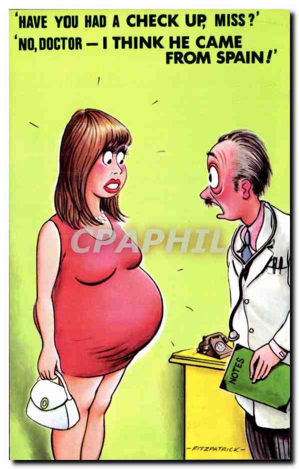 Humour - Illustration - pregnant - baby - enceinte - bebe - CPA 