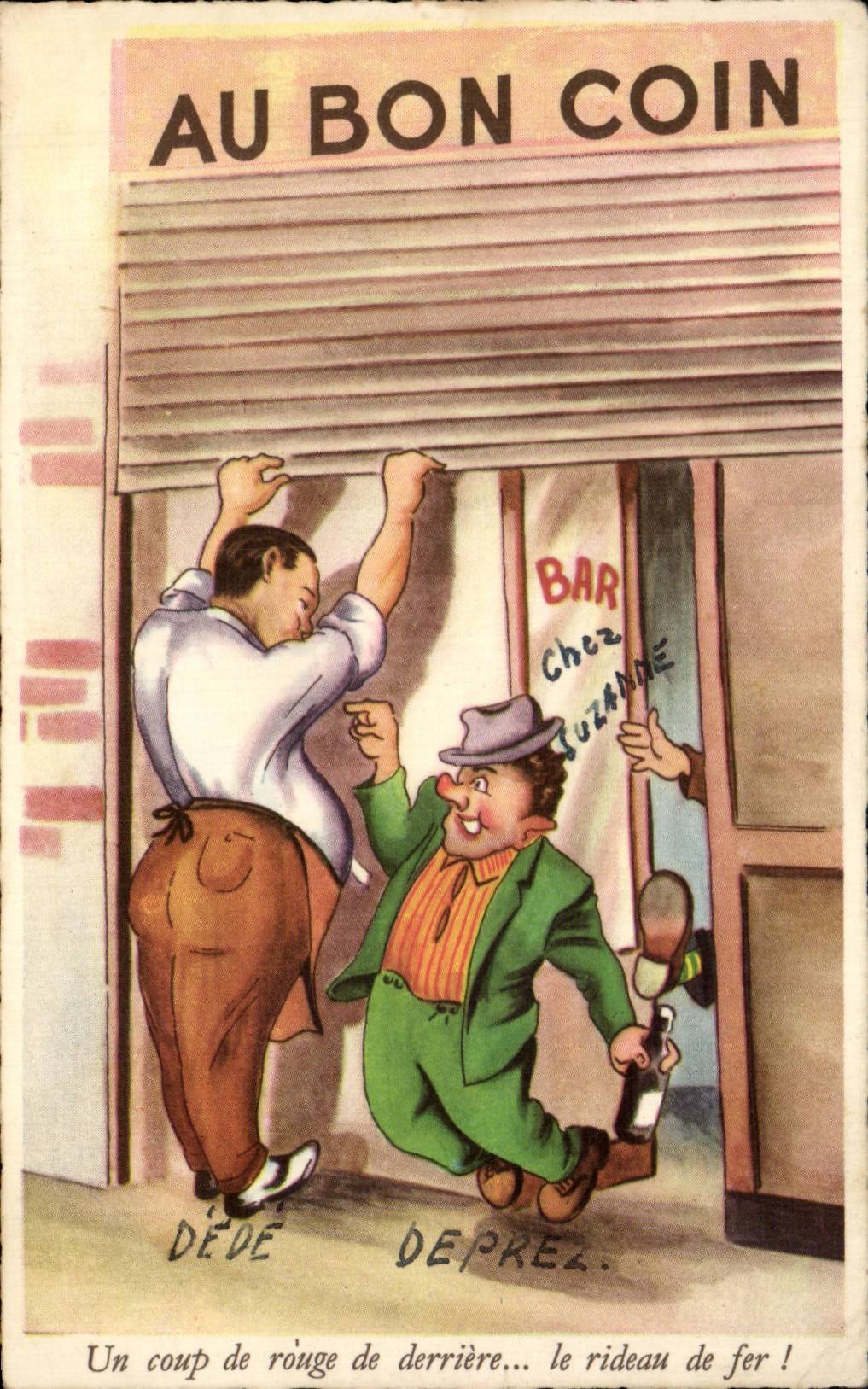 Humour - Illustration - Au Bon Coin - Bar - vin - wine - wein - CPA 