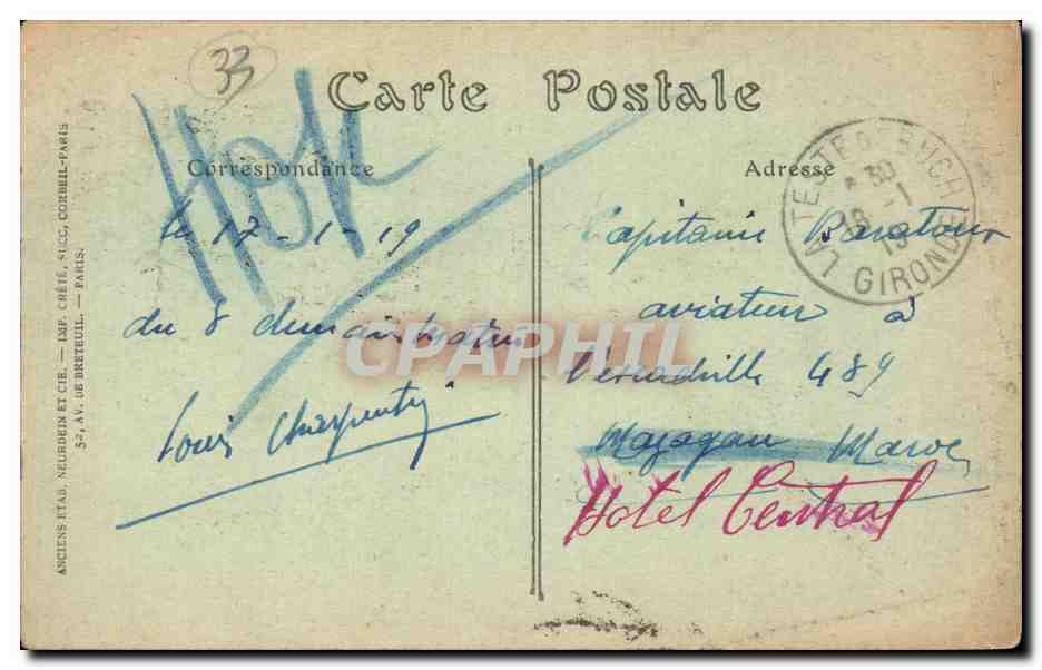 Bordeaux - La Place et la Porte d'Aquitaine - CPA  — Verso