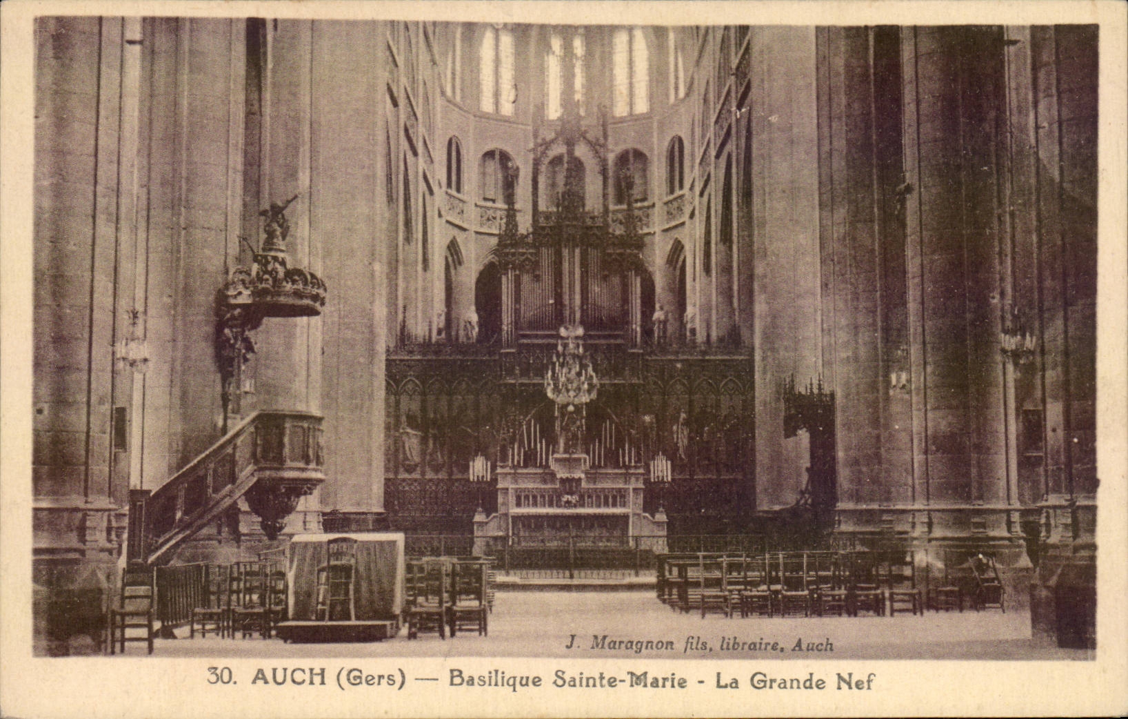 Auch - Basilique Ste Marie - La Grande Nef Orgue - CPA 