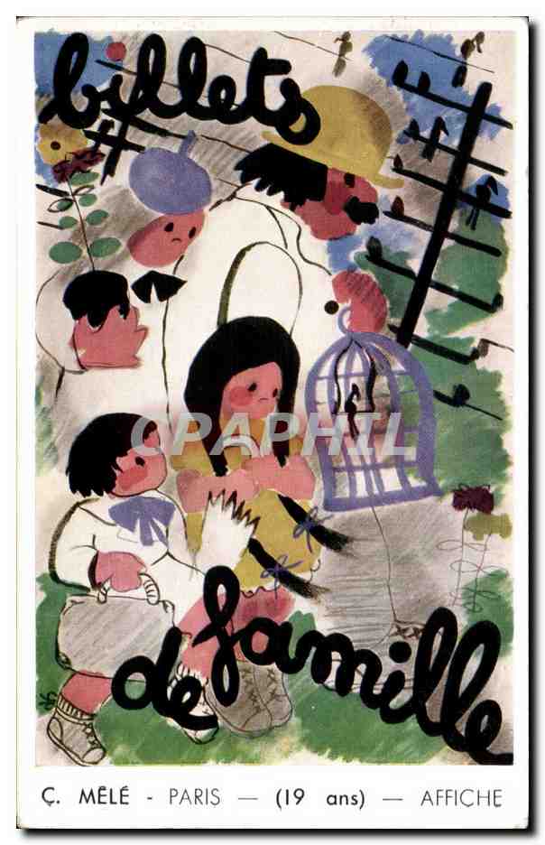 Illustration - Enfants - billets de la famille - CPA 
