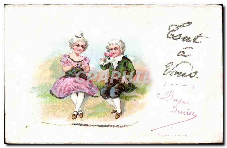 Fantaisie - Enfants - Illustration - noble children - CPA 