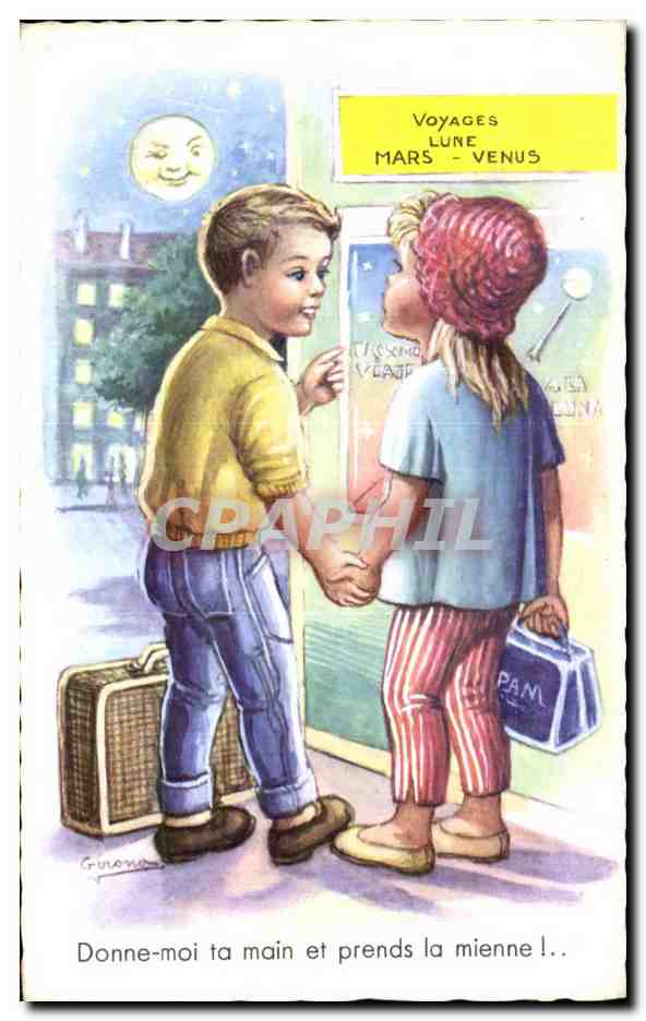 Fantaisie - Enfants - Illustration - Journey to the moon Voyage Mars Venus - CPA 