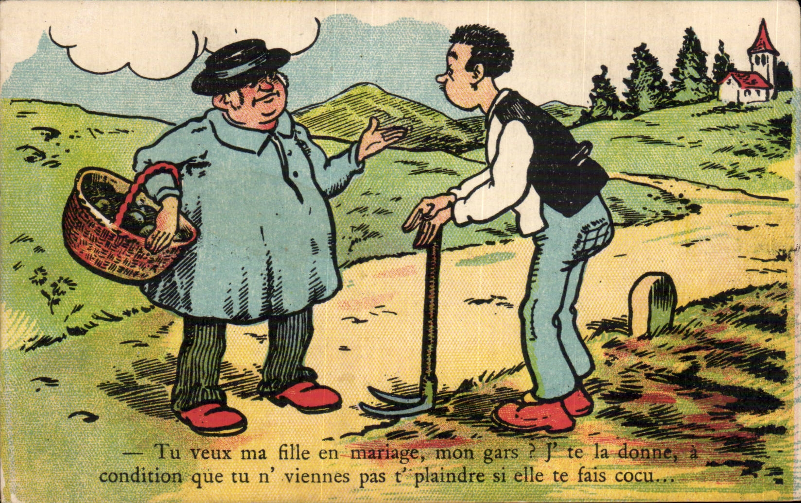 Marriage proposal — humorous scene — Paris, publisher G.H. Déposé