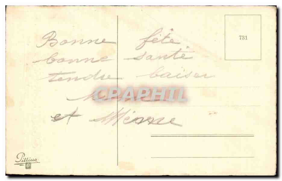 Fantaisie - Enfant - IlIustration - Darling girl with letter - dog - chien - CPA  — Rückseite