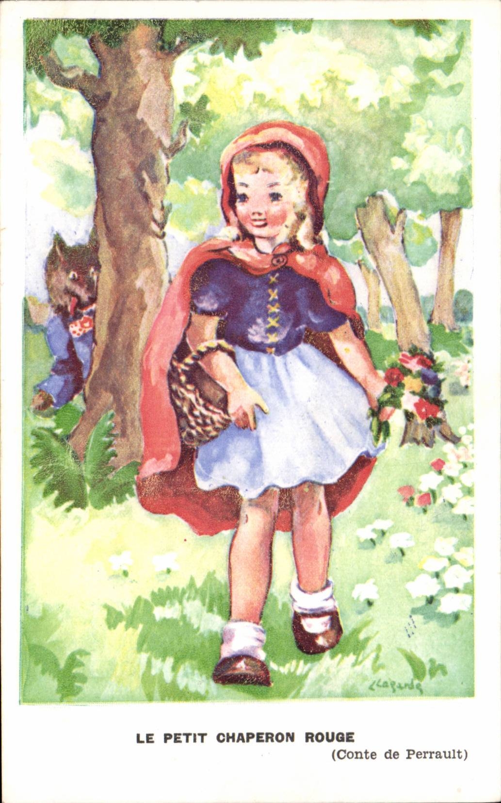 Contes - Fables - Fairytale - Le Petit Chaperon Rouge - Little Red Riding Hood - loup - wolf - CPA 
