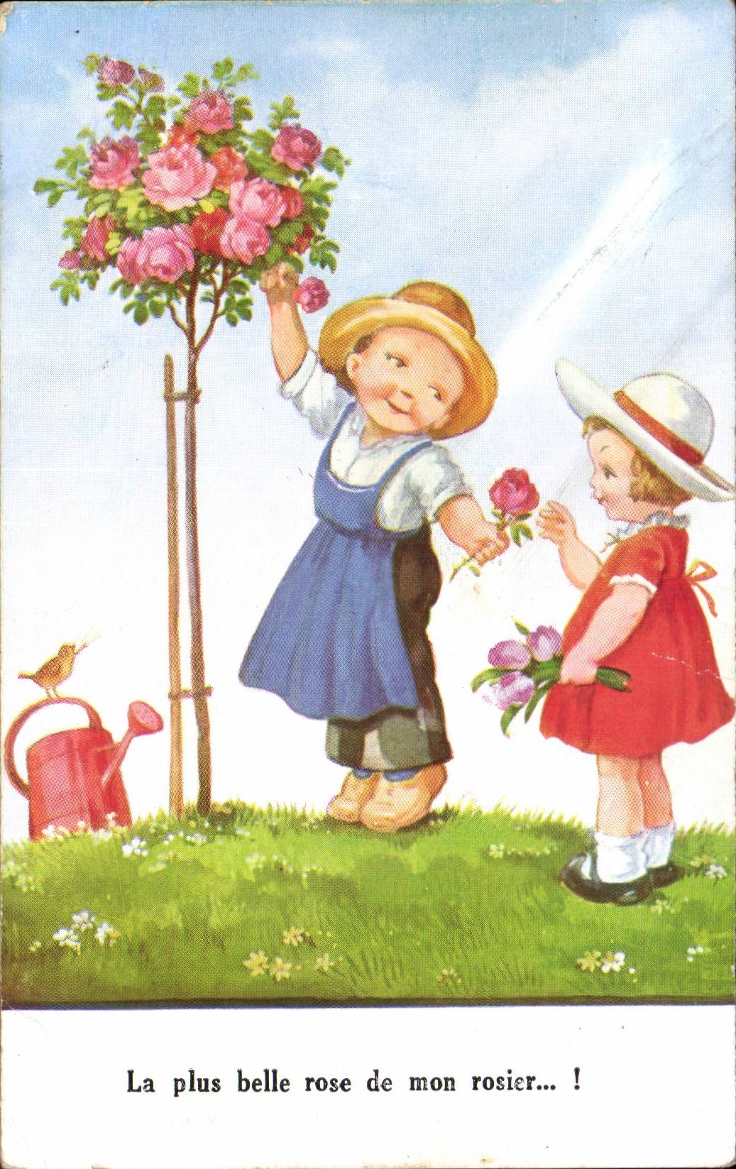 Fantaisie - Enfants - Illustration - La Plus belle rose - CPA 
