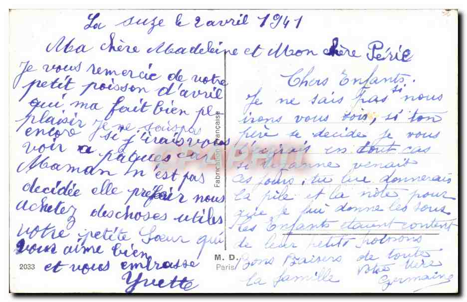 Enfants et chien devant un château — Jipp Pâlt — n°2033 — Verso