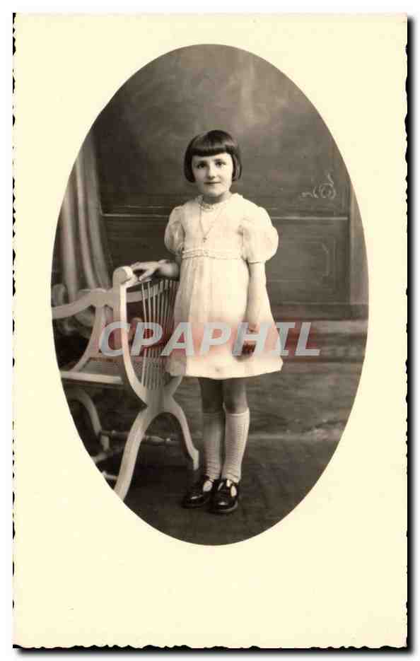 CARTE PHOTO Fantaisie - Enfants - Jolie Fille - Pretty Girl withbobbed hair - CPA 