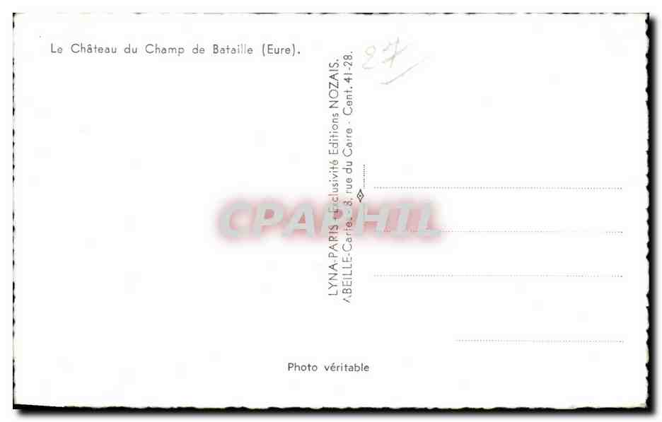 Pont de l'Arche - Chateau du Champs de Bataille - CPA  — Rückseite