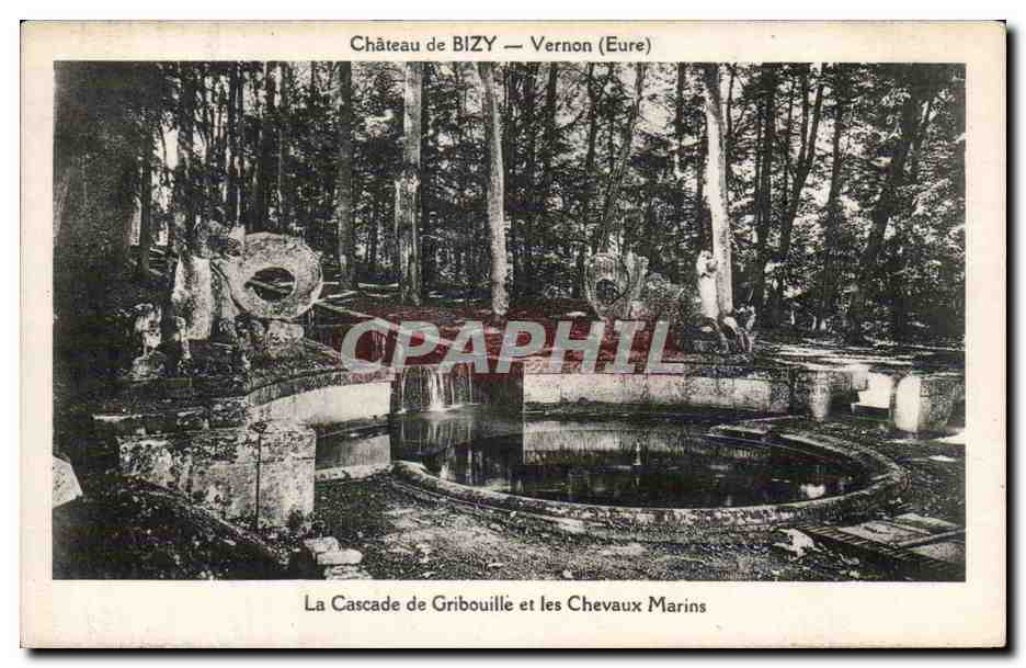 Schloss BIZY — Vernon (Eure) — Die Gribouille-Wasserfälle und die Seepferde