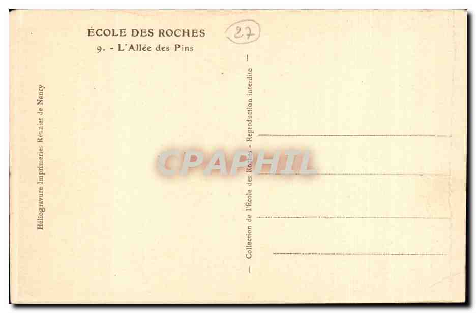 École des Roches — L'Allée des Pins — Héliogravure de l'École des Roches — Rückseite