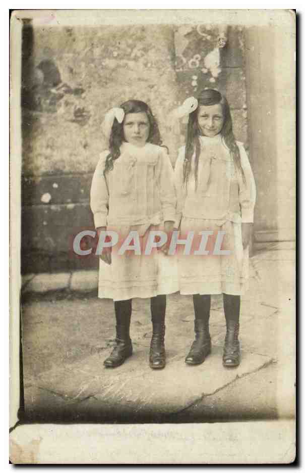 CARTE PHOTO Fantaisie - Enfants - Fille - Two Young Girls - CPA 
