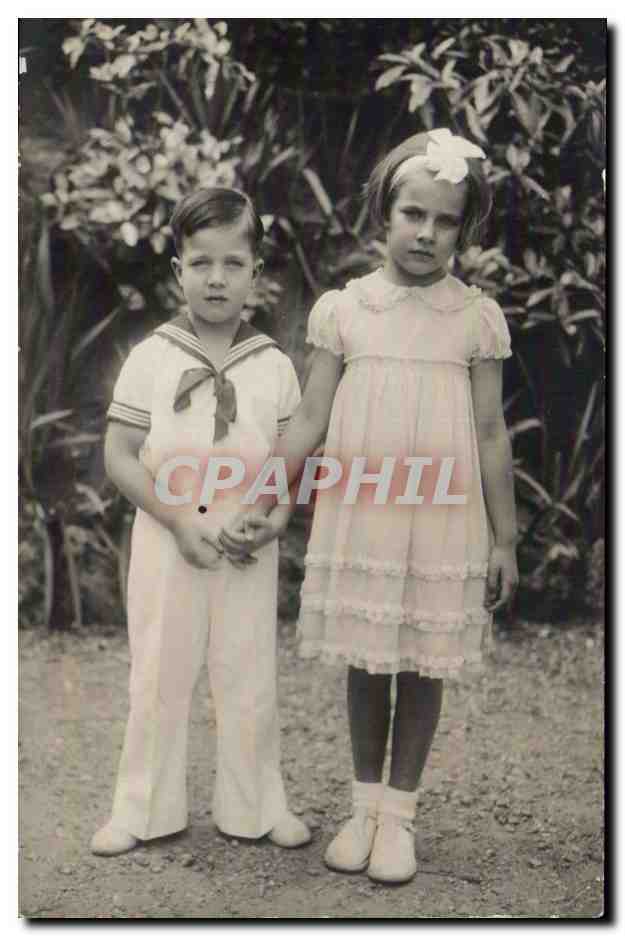 CARTE PHOTO Fantaisie - Enfants - Two Young Children - CPA 