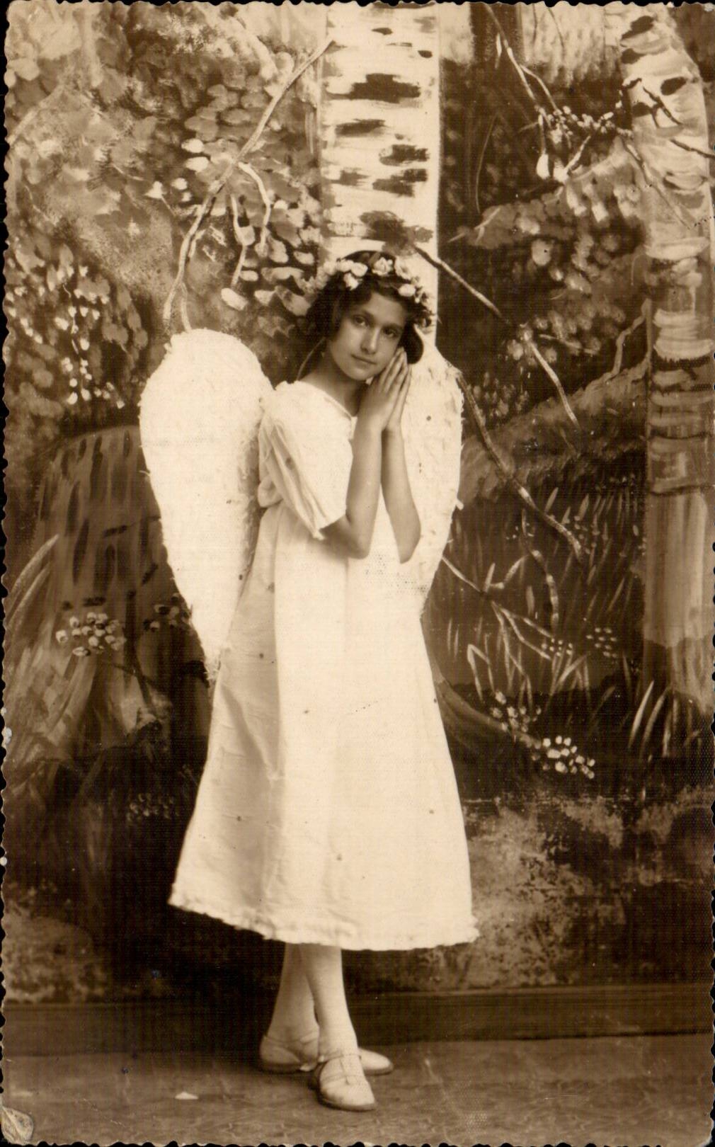 Fantaisie - Enfants - Fille - girl as angel - CPA 