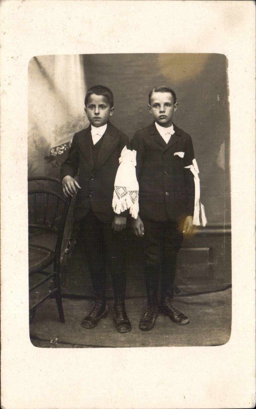 CARTE PHOTO Fantaisie - Enfants - Garcon - Two Boys - CPA 