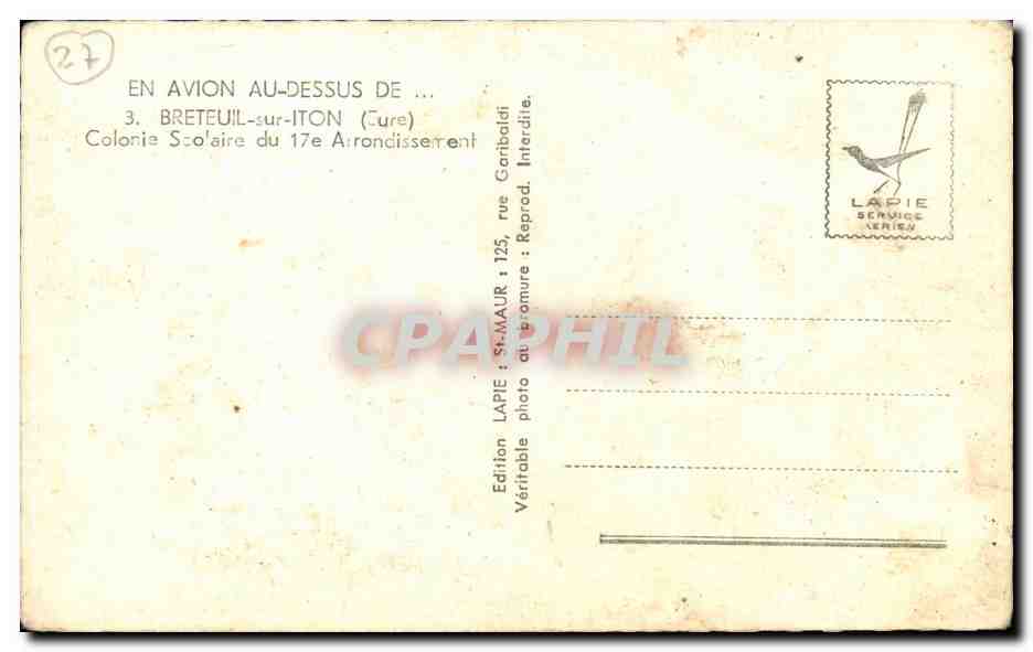 Breteuil-sur-Iton — Colonia Scolaire — Édition LARIE — Rückseite