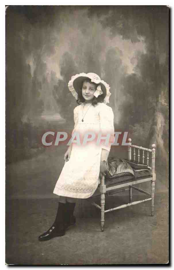 CARTE PHOTO Fantaisie - Enfants - Bebe - Baby - - CPFantaisie - Enfants - Fille - little girl with pretty hat r - CPA 