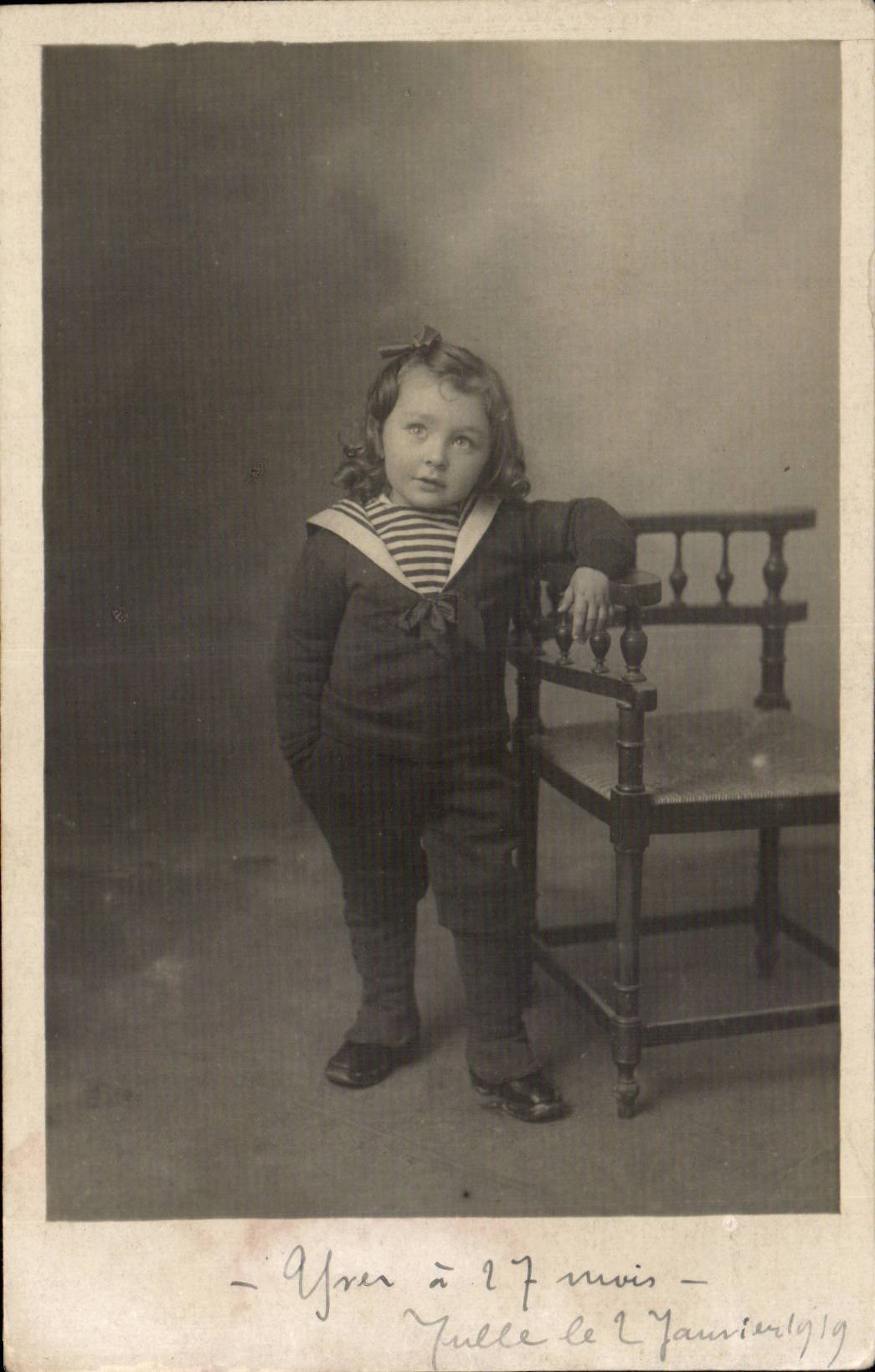 CARTE PHOTO Tulle 1919 Fantaisie - Enfants Bebe - Baby - CPA Fantaisie - Fille - little girl - toddler - CPA 