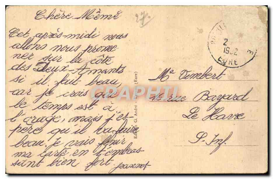 Romilly sur Andelle - La Cote des Deux Amants - CPA  — Rückseite