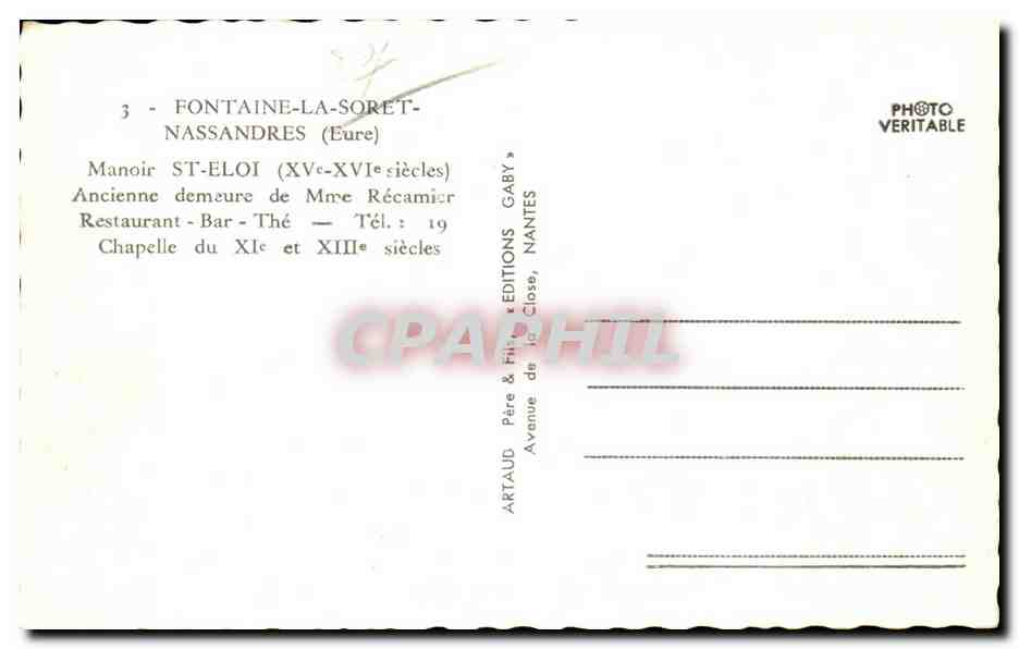 Manoir St-Eloi — Fontaine-la-Soret (Eure) — Éditions Gaby — Verso