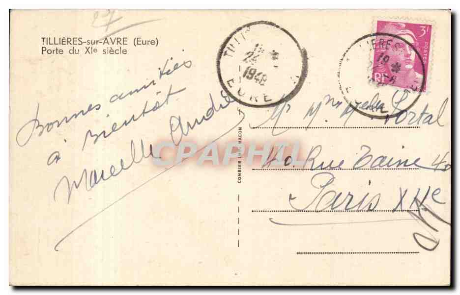 CPA Tillieres sur Avre Porte du 11eme — Rückseite