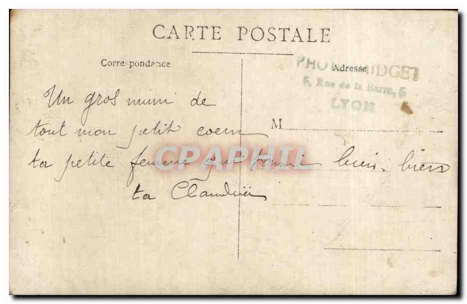 CARTE PHOTO Enfant Garcon a la raquette — Verso