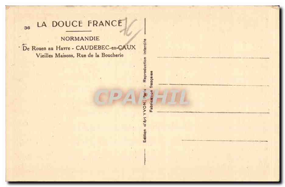 Caudebec en Caux - Vieilles Maisons - Rue de la Boucherie - Yvon - CPA  — Rückseite