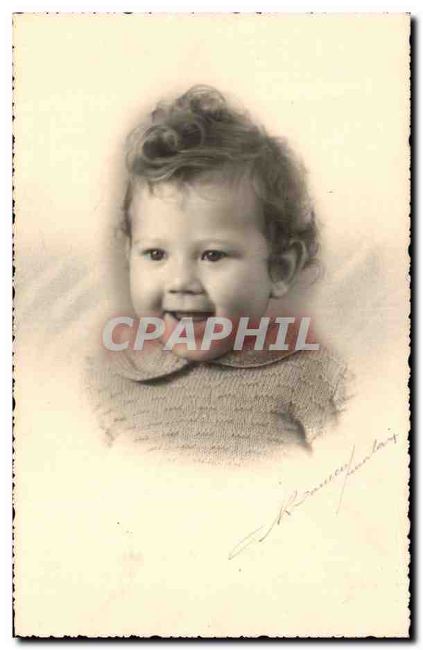 CARTE PHOTO Fantaisie - enfants - bebe - smiling baby - CPA 