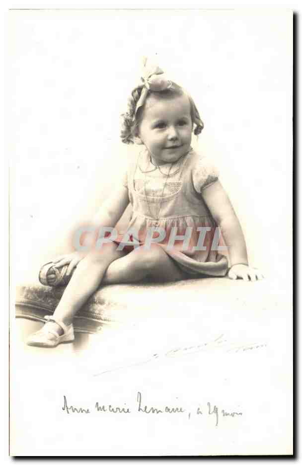 CARTE PHOTO Fantaisie - enfants - fille - smiling baby girl Anne Marie lemaire - CPA 
